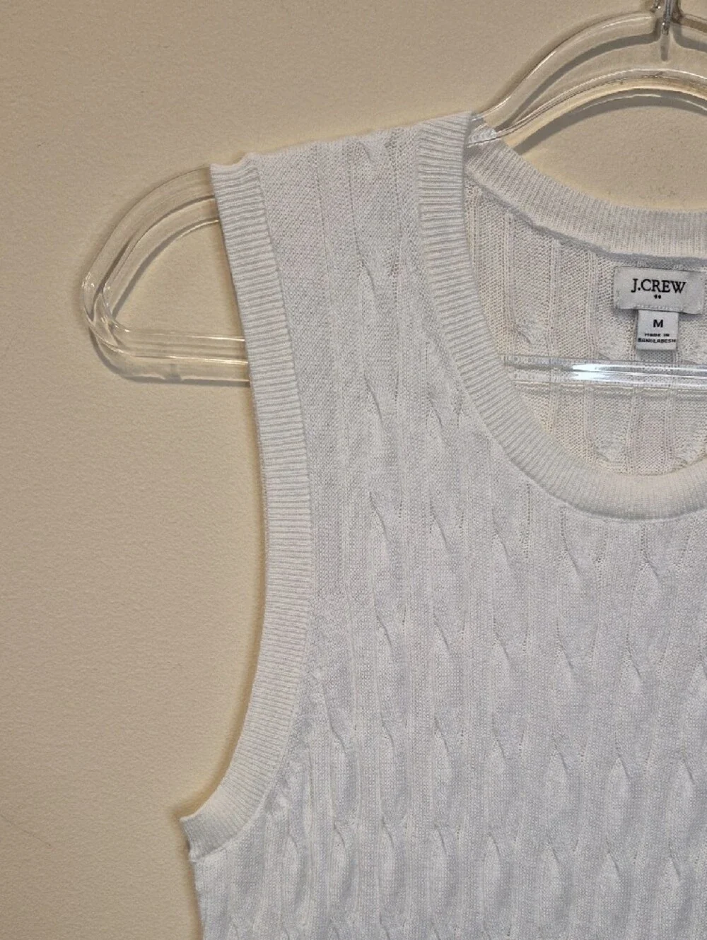 J. Crew Lightweight White Cable Knit Sleeveless Top